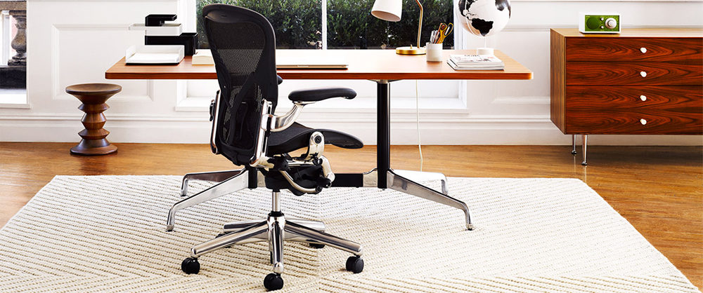 Black office chair in home office