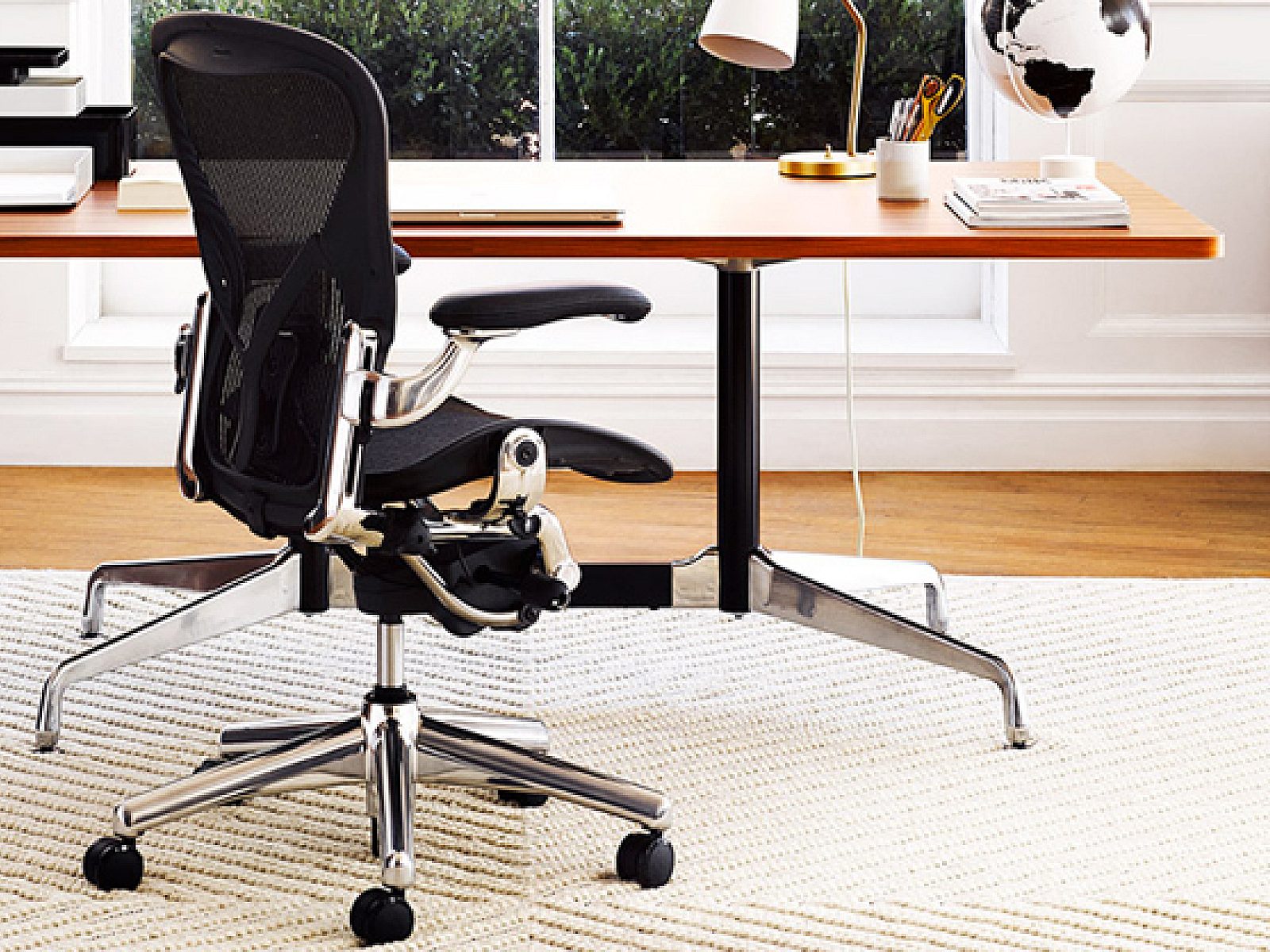 Black office chair in home office